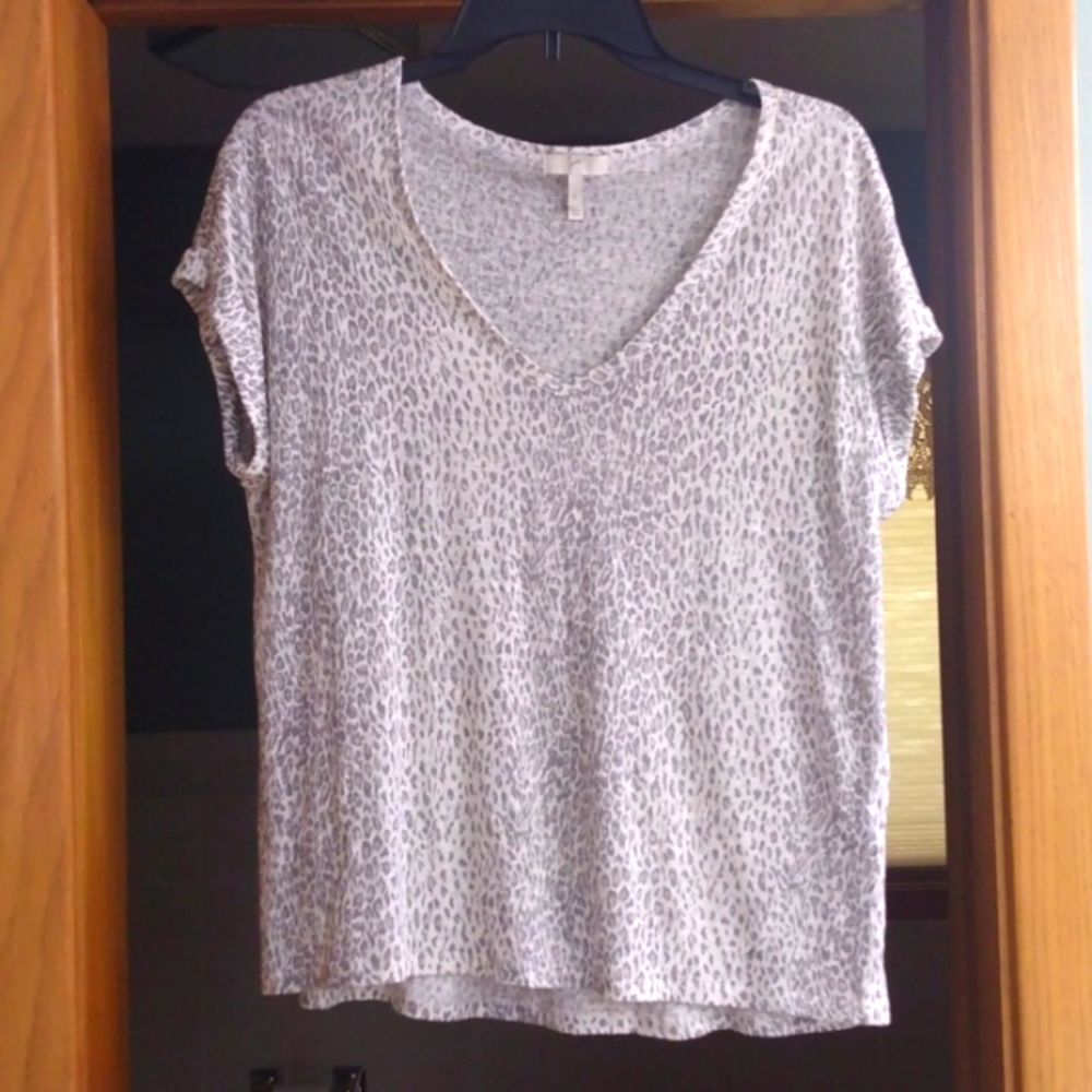 JOIE LINEN CHEETAH PRINT CAP SLEEVE TOP SIZE SMALL